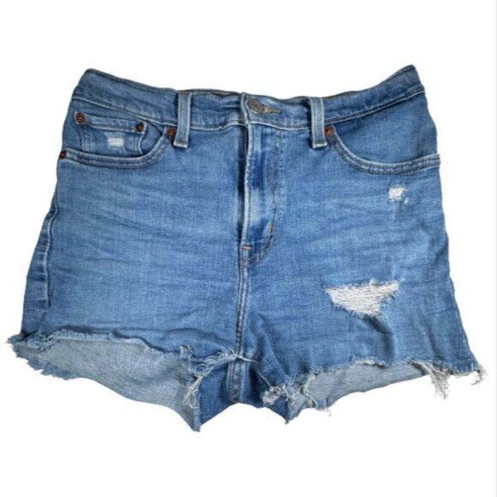 Levi's Blue High Waist Distressed Denim Shorts - Size 27